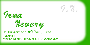 irma nevery business card